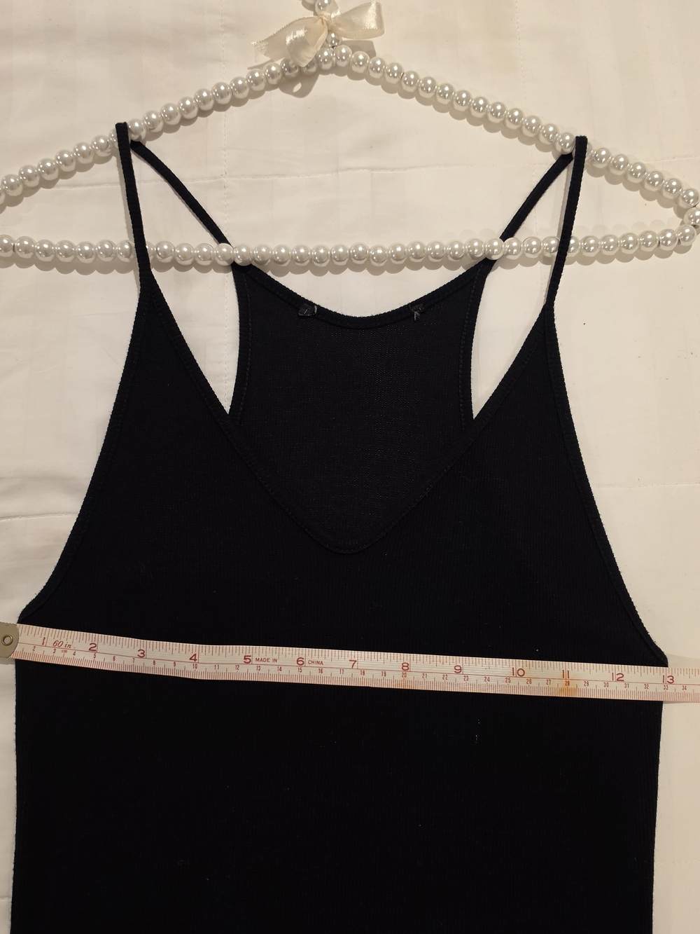 Womens V Neck Spaghetti Strap Finely Ribbed Black Body Con Clingy Summer Dress - Picture 4 of 5